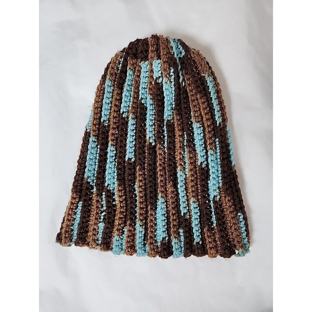 NWOT 2 Hand-Knit Beanies Warm Colors Cotton-Wool Acrylic Blends Cottagecore Cozy